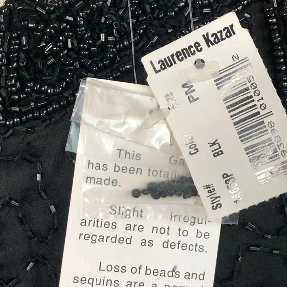 Laurence Kazar Black Beaded 100% Silk Scoop Neck Sheath Party Dress NEW - Picture 4 of 8